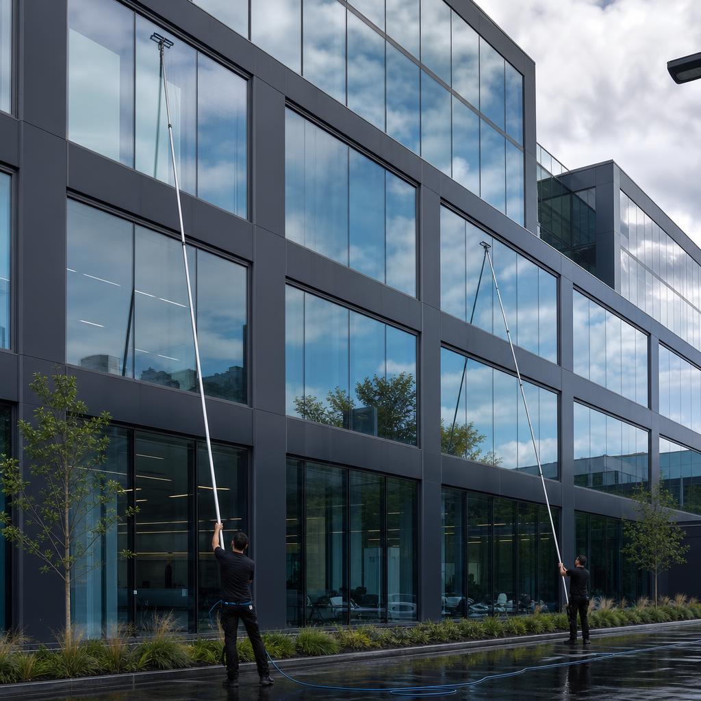 Commercial building window cleaning